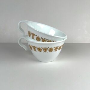 Vtg Corelle Butterfly Gold Replacement Coffee Teacups w/ Hook Handles Se…